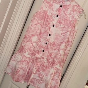 Pink And White Sleeveless CD Inspired Animal Print Dress